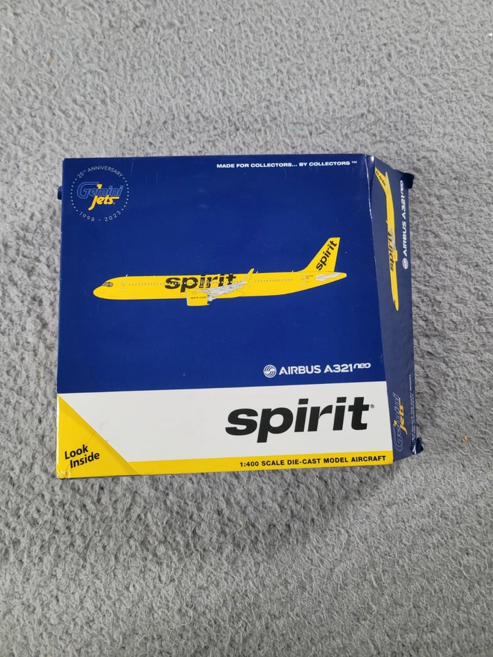 GeminiJets Airbus A321 NEO Aircraft Spirit Airlines 1:400 Model Yellow Open Box - Image 2 of 4