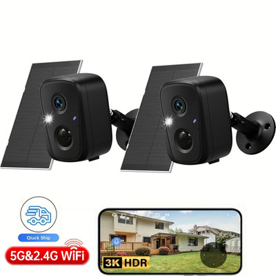 Sansco 2PCS Solar Security Camera Wireless 4MP 2-Way Audio WiFi for Home