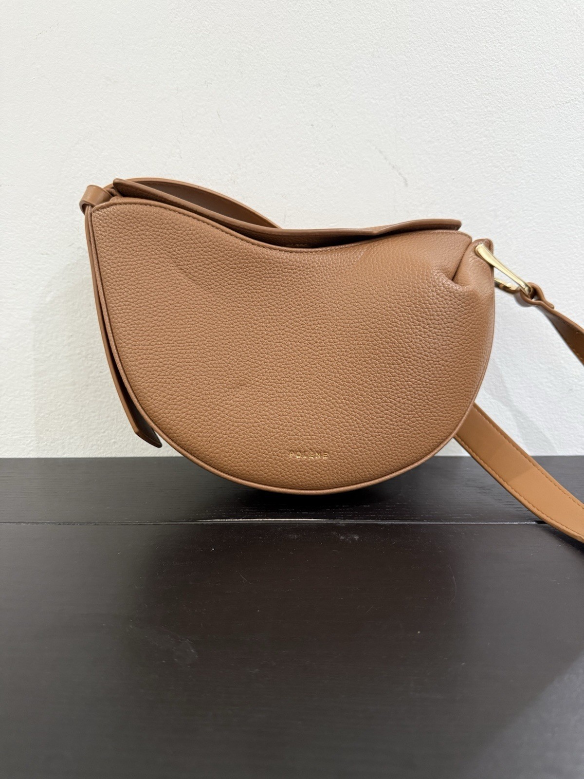 Bolso de hombro de cuero marrón poleno Tonca