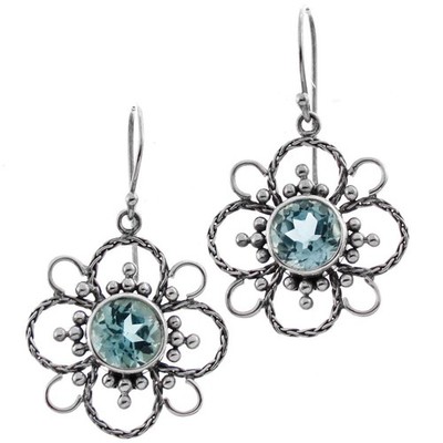 925 Sterlingsilber üppiger Blautopas Sterling Ohrringe, 1/2''