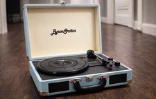 Light Blue Vintage Aesthetic Record Player Portable Suitcase Turntable