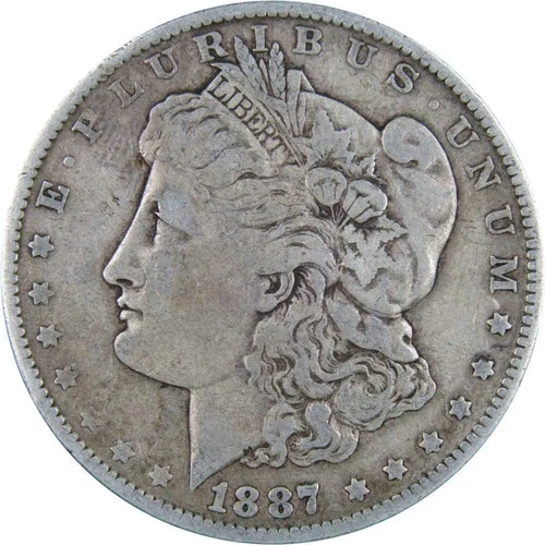 1887 Morgan Dollar F Fine 90% Silver $1 US Coin Collectible