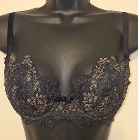 Dita Von Teese Lurex Lace Unlined UW Bra Black Size 32C Burlesque Hollywood