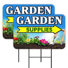Garden Supplies 2 Pack Double-Sided Yard Signs 16" x 24" with Metal Stakes Made