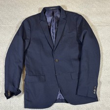 Scotch  Soda Mens Navy Blue Textured Blazer Medium Regular Fit Jacket Puckered