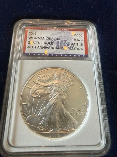 2016 Silver Eagle $1 Coin, First Releases, MS70, Eagle 30th Anniversary