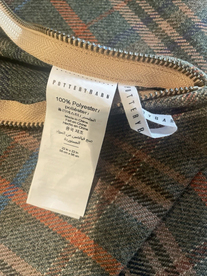 Funda de almohada a cuadros verde madera granero cerámica 22" nueva sin etiquetas Foto 4 de 4