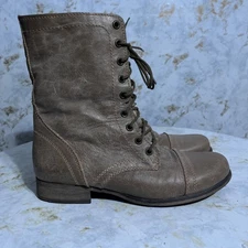 Steve Madden Troopa Women's Size 9.5M Shoes Brown Leather Lace Up Combat Boots
