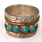 Vintage Ring MARKED 925 STERLING SILVER Size 8 Band MIXED Metal Jewelry lot y