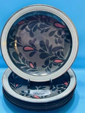 SANGO - Salerno BLACK - 8 1/2" Luncheon Salad Plates Set Of 5