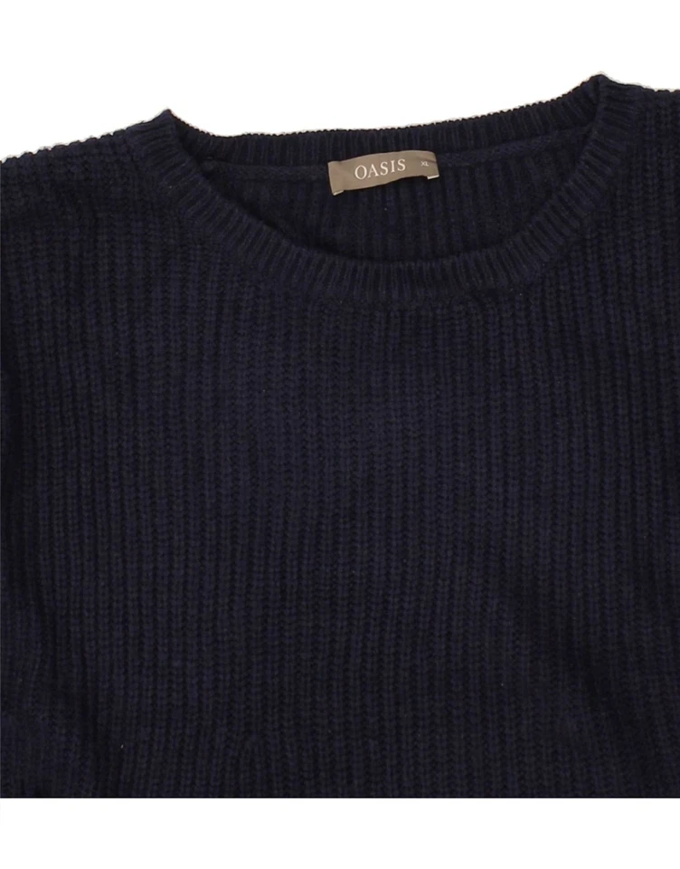 OASIS Womens Crop Boat Neck Jumper Sweater UK 18 XL Navy Blue Polyester BE03 - Image 3 of 3