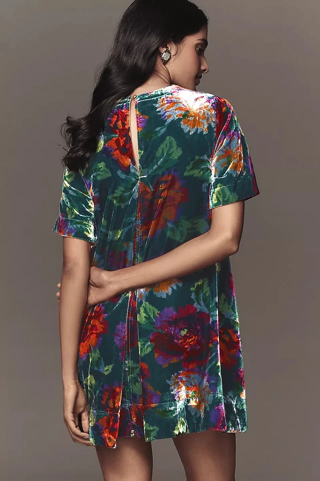 The Emmy Short-Sleeve Swing Mini Dress by Maeve: Velvet Edition #4130348690290 - Image 2 of 3