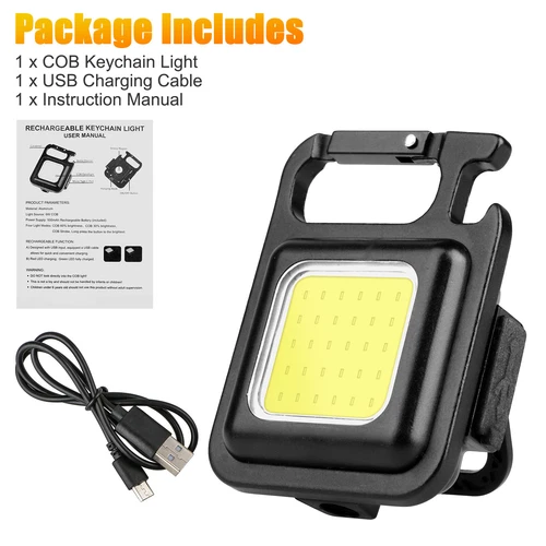 2x 800LM Mini COB Linterna LED Luz de Trabajo USB Recargable Antorcha Llavero Lámpara - Imagen 5 de 11