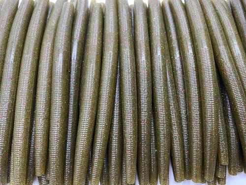 Senko Style Ribbed Stick Bait Soft Plastic Worm Bass Fishing Lure 15ct 5" - Picture 52 of 76