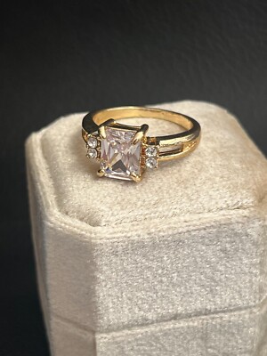 GOLD COLOR WOMEN'S ENGAGEMENT RING/FASHION RING APPROX. 2CT CZ SIZE 6 (STYLE#13)