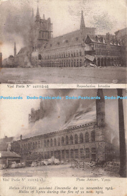 R216307 Halles dYpres pendant lincendie du 22 novembre 1914 Halles of Ypres duri