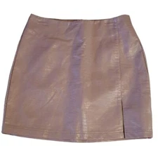 Sans Souci Cute light Mauve Reptile Skin shiny zipper back Mini Skirt Size S