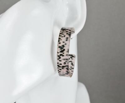 Beige Black snake python print hoop earrings 1.75'' wide plastic hoops