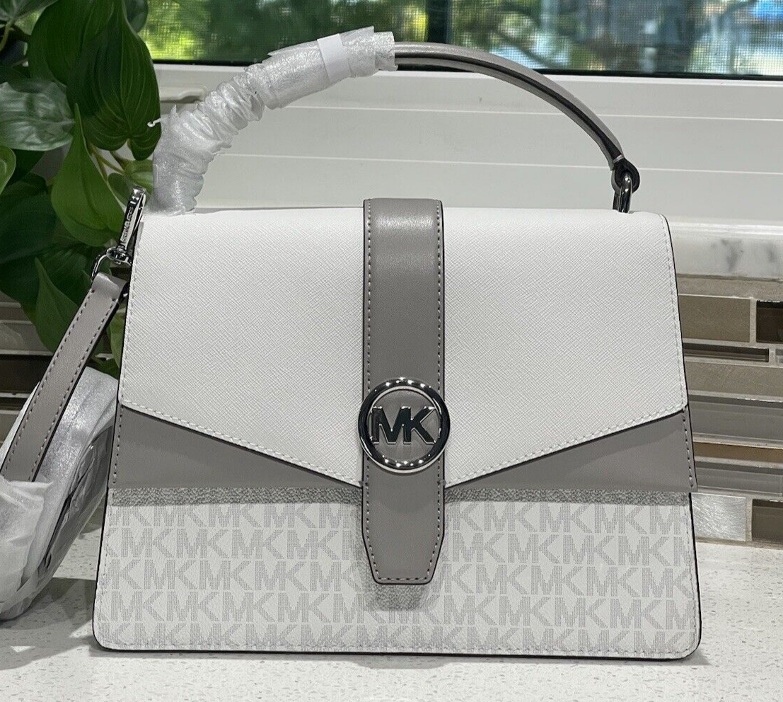 MICHAEL KORS GREENWICH MEDIUM FLAP SATCHEL SHOULDER BAG PURSE MK