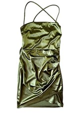 Forever 21 Olive Satin Bodycon Dress Size Small