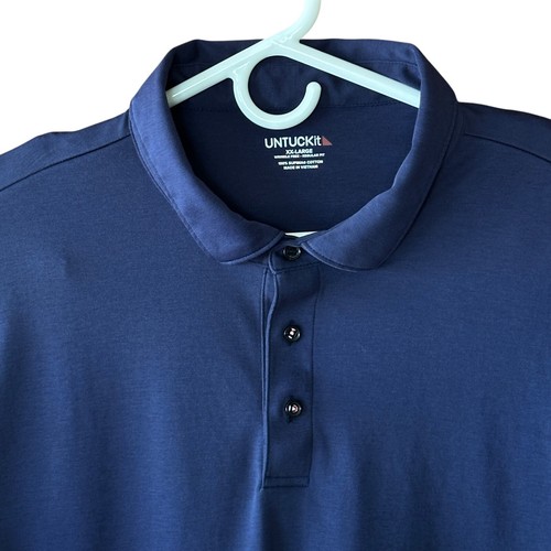 Camisa Polo Untuckit Para Hombres XXL Azul Manga Larga Golf Cuello Pullover Algodón - Imagen 4 de 8