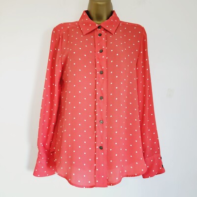 NEW Ex M&S MARKS & SPENCER 10-24 Pink White Polka Dot Crepe Chiffon Blouse Top