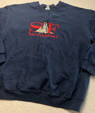 GILDAN SAN FRANCISCO CALIFORNIA NAVY BLUE  RED EMBROIDERED SWEATSHIRT SZ M