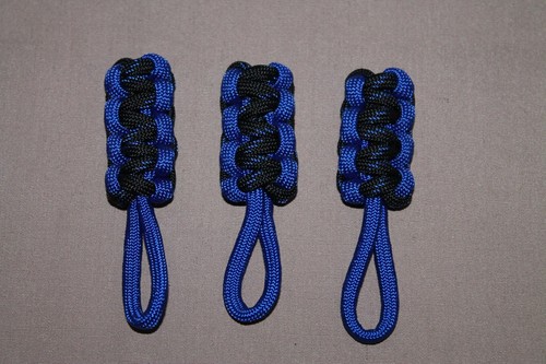 paracord zipper pull - thin blue line electric blue