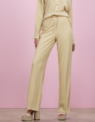 Topshop Co-Ord Textured Plisse Straight Leg Trousers- 14 5+