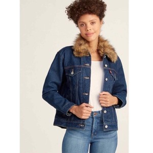 levi's faux fur trucker denim jacket