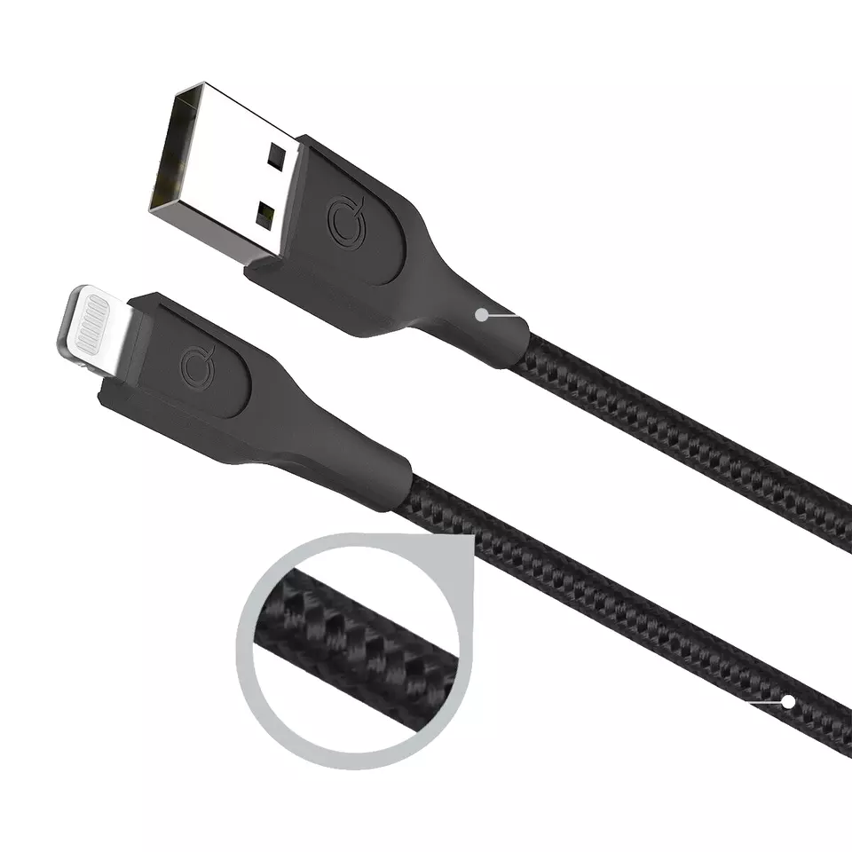 QUIKCELL 6ft FAST CHARGE CABLE APPLE USB-A BLACK(NEW IN RETAIL BOX - Image 2 of 3