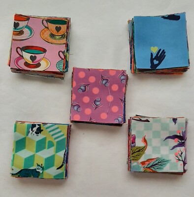 2.5 inch Mini Charm Packs - 50 2.5'' Squares, Tula Pink Mini Charm Pack Cotton