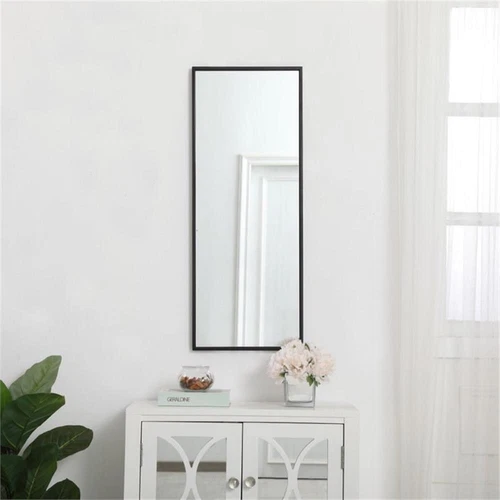 Elegant Decor Eternity 36" x 14" Contemporary Metal Frame Mirror in Black - Picture 2 of 9
