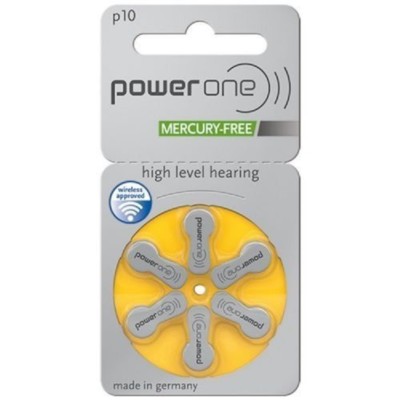 Power One Hearing Aid Batteries Yellow Size 10 Pack of 6 (60 Batteries)