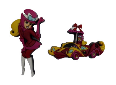WACKY RACES PENELOPE PITSTOP + KOMPAKTE PUSSYCAT PIN ABZEICHEN (2ER SET) NEU!