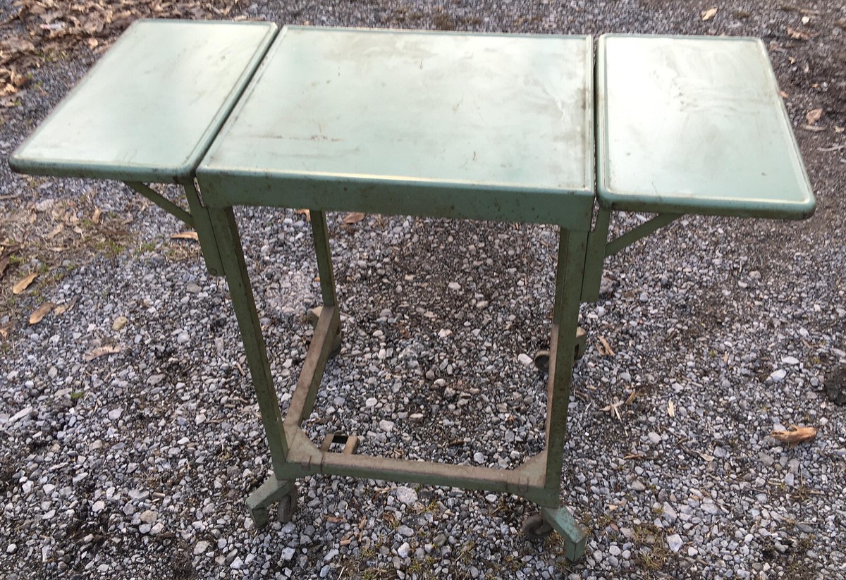 Vintage Tiffany Metal Typewriter Stand drop leaf table cart | eBay