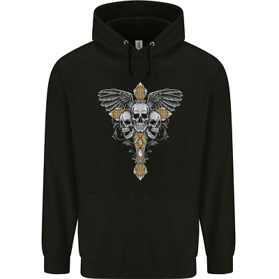Ein verzierter Mottenschädel Herren 80% Baumwolle Hoodie