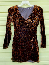 New ZARA Leopard Velvet V-neck dress Animal Print Long Sleeves Zip Closure 2410