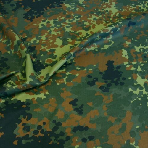 leichter Bundeswehr Camouflage-Stoff Nylon Flecktarn Armeestoff wie Segeltuch - Afbeelding 1 van 3