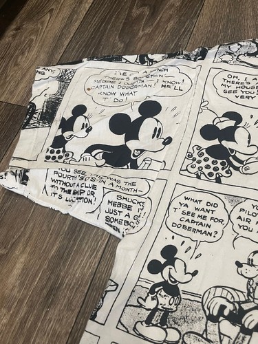 VTG 1990’s Mickey Mouse Disney Comic Strip AOP Single Stitch Shirt XL, EXCELLENT - Picture 6 of 9