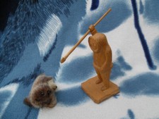 CARVED WOOD FIGURE  ESKIMO HUNTER W SPEAR ST MARCEL GUAY SALE IS FOR HUNTER ONLY