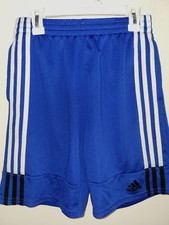 Adidas Athletic Shorts Blue White 3 Stripe Logo Boys Large 14/16