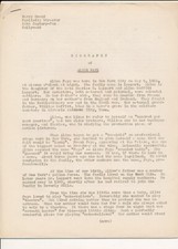 ALICE FAYE Original Vintage 1939 Fox Studio Publicity Biography HARRY BRAND