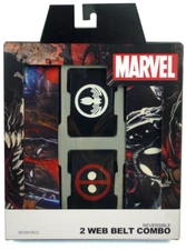 Venom Deadpool Web Combo Belt Set 2-Pack Adjustable Black Marvel Brand New