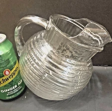 Vtg Anchor Hocking - Manhattan Tilt Crystal Juice Pitcher - 4 Cups (1938-1941)