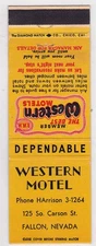 Vintage matchcover "Western Motel" Fallon, Nevada