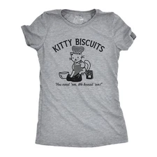 Womens Kitty Biscuits T Shirt Funny Cute Baking Kitten Tee for Ladies