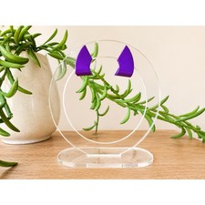 Vintage Purple Enamel Earrings | Geometric Cu...