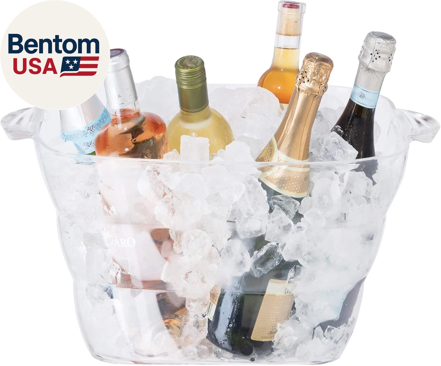 Acrylic Square Party Tub - Clear Beverage Cooler W/Handles, Wine Cooler, Beer Ch