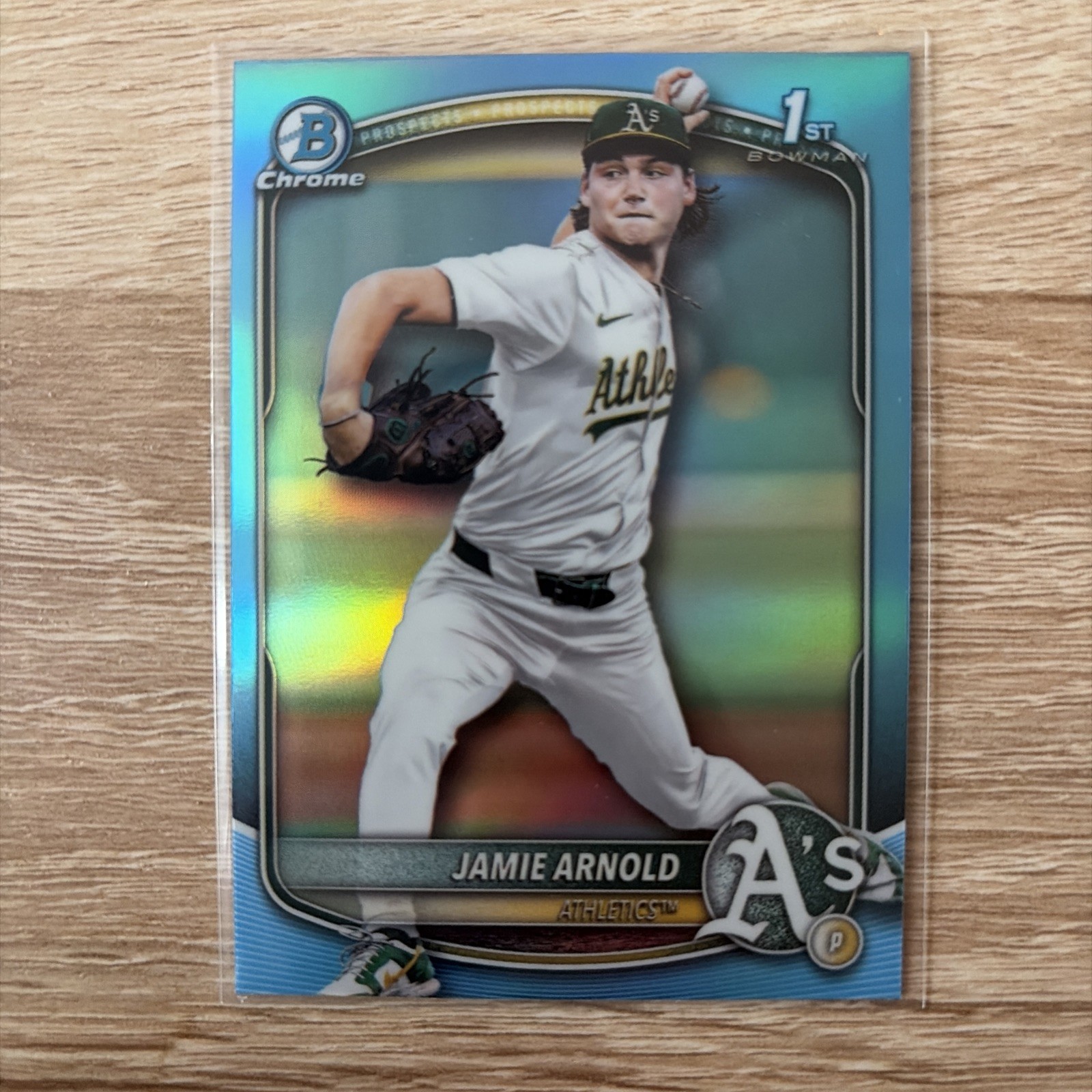 2025 Bowman Draft Chrome JAMIE ARNOLD 1st Sky Blue Refractor SP Oakland
